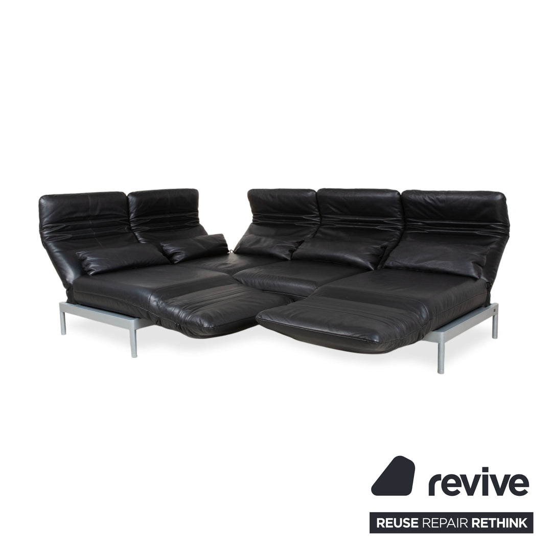 Rolf Benz Plura Ecksofa Leder Schwarz manuelle Funktion Sofa Couch