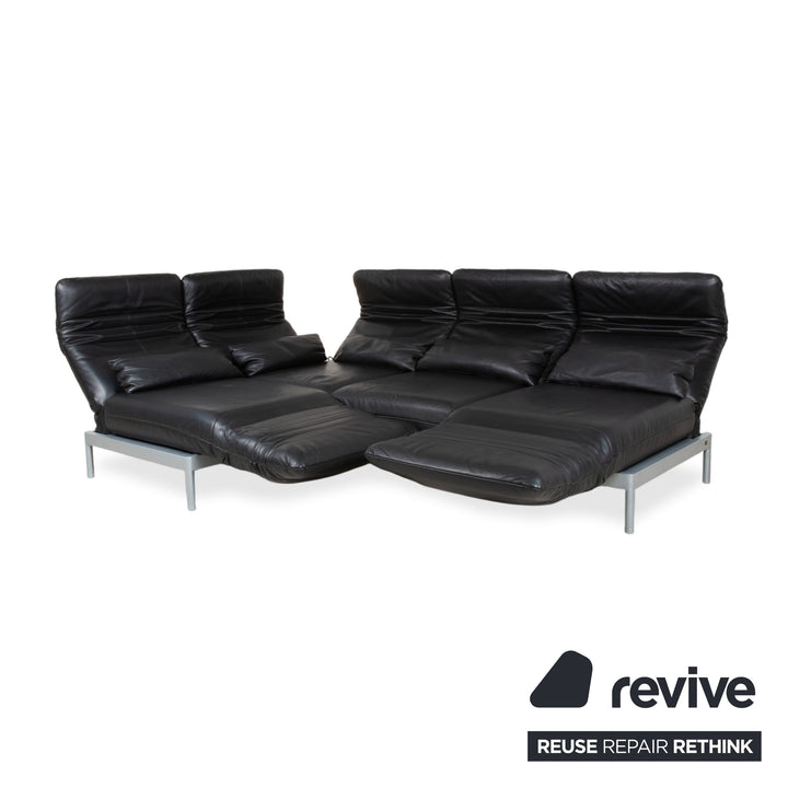 Rolf Benz Plura Ecksofa Leder Schwarz manuelle Funktion Sofa Couch