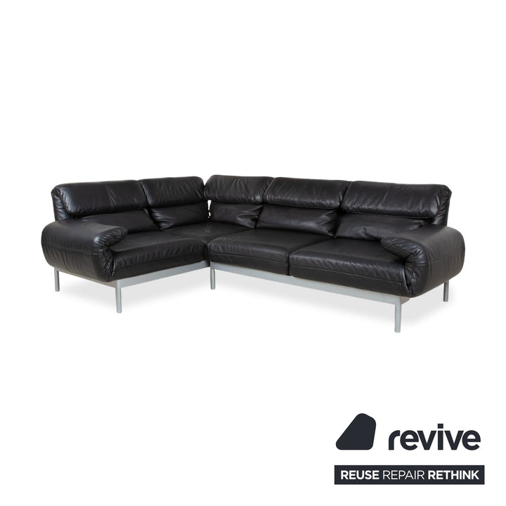 Rolf Benz Plura Ecksofa Leder Schwarz manuelle Funktion Sofa Couch