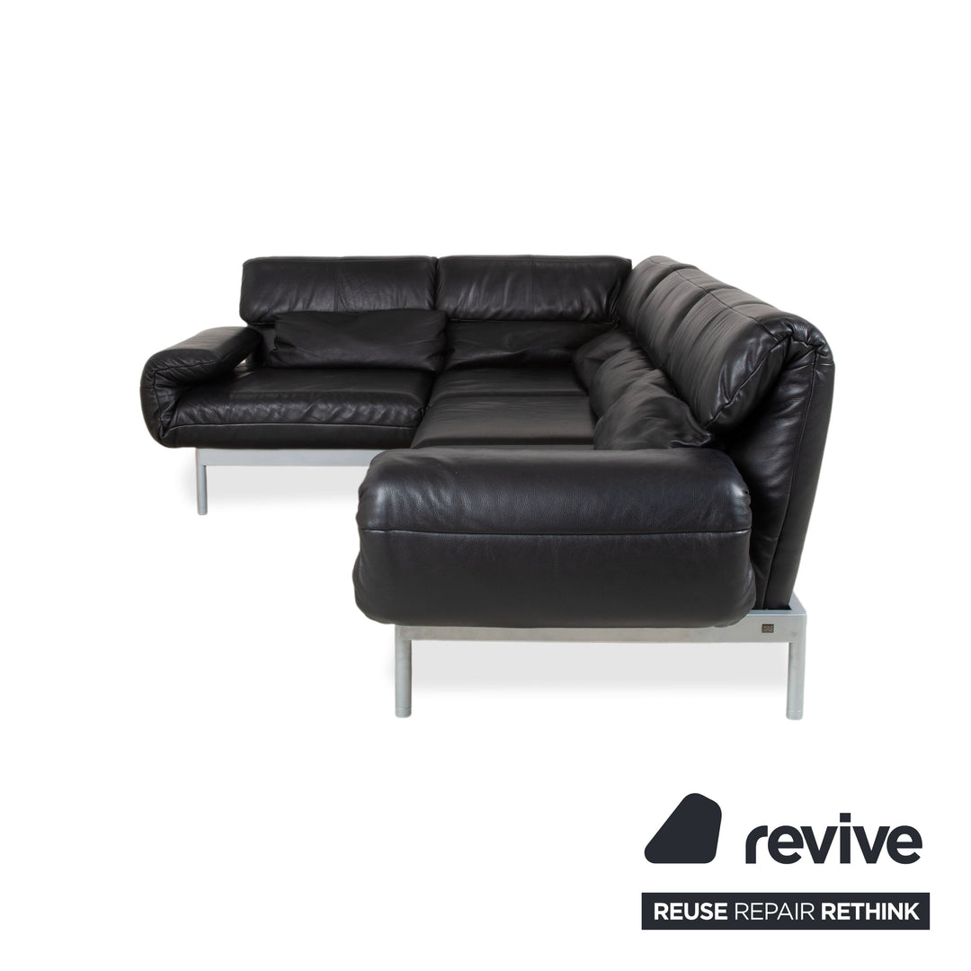 Rolf Benz Plura Ecksofa Leder Schwarz manuelle Funktion Sofa Couch