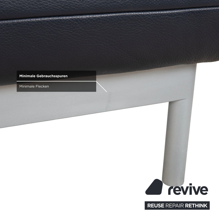 Rolf Benz Plura Leder Hocker Dunkelblau