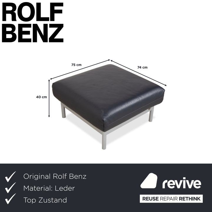 Rolf Benz Plura Leder Hocker Dunkelblau