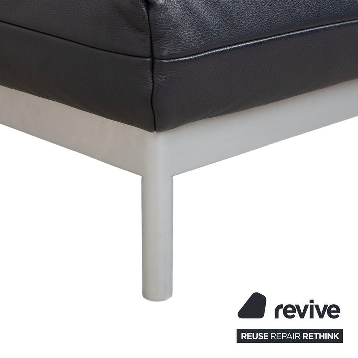 Rolf Benz Plura Leder Hocker Dunkelblau