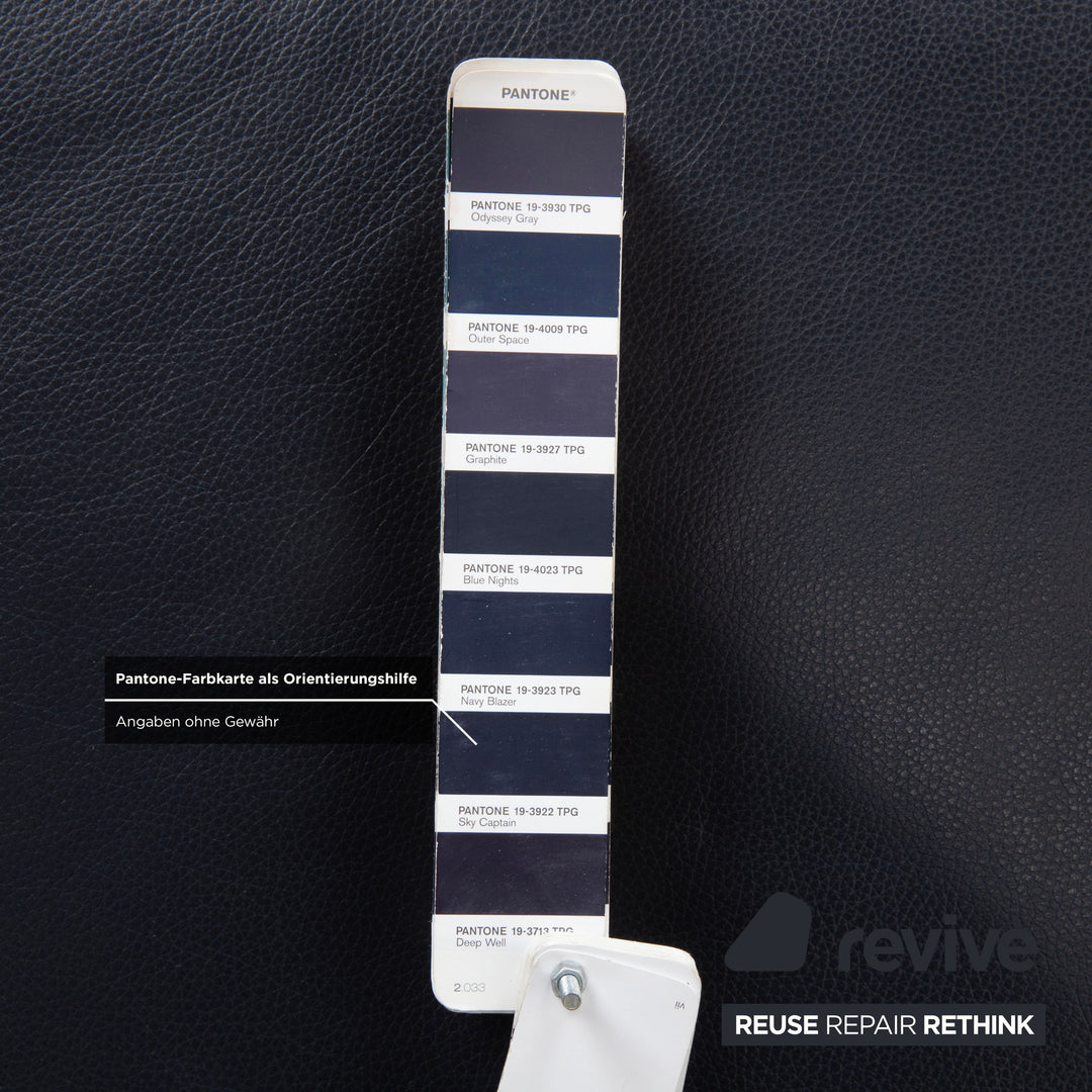 Rolf Benz Plura Leder Hocker Dunkelblau