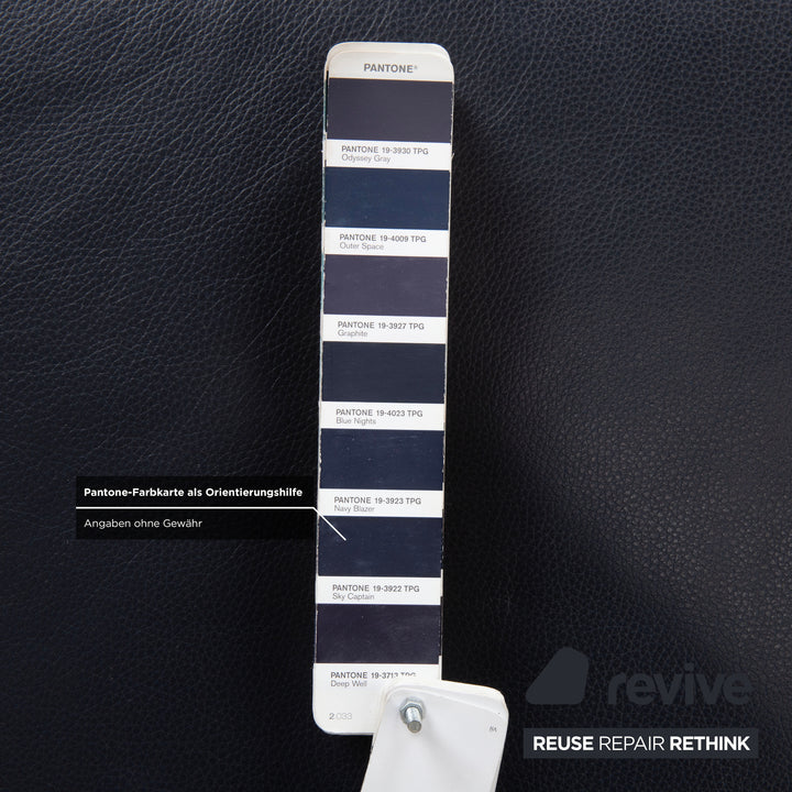 Rolf Benz Plura Leder Hocker Dunkelblau