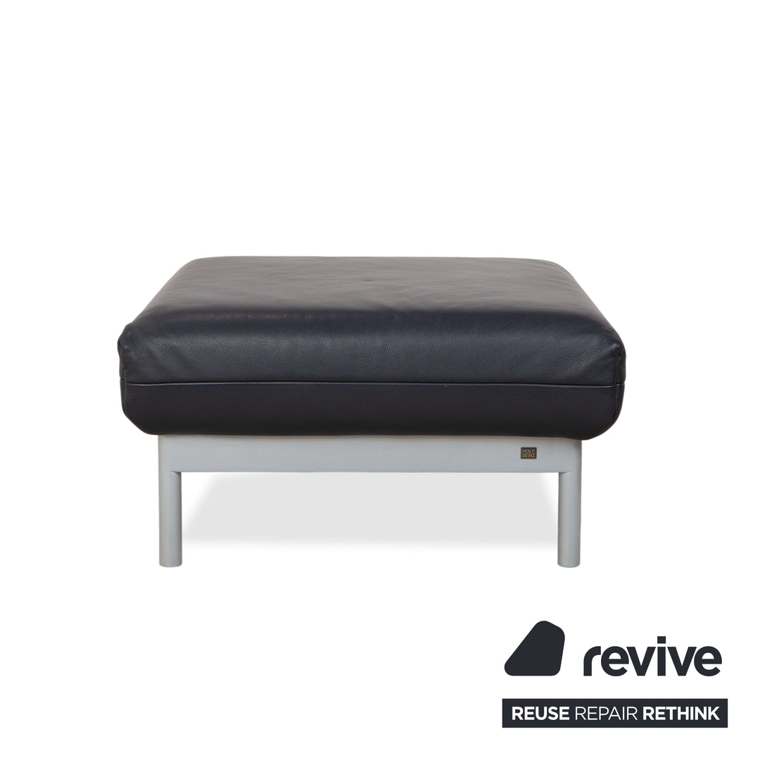 Rolf Benz Plura Leder Hocker Dunkelblau