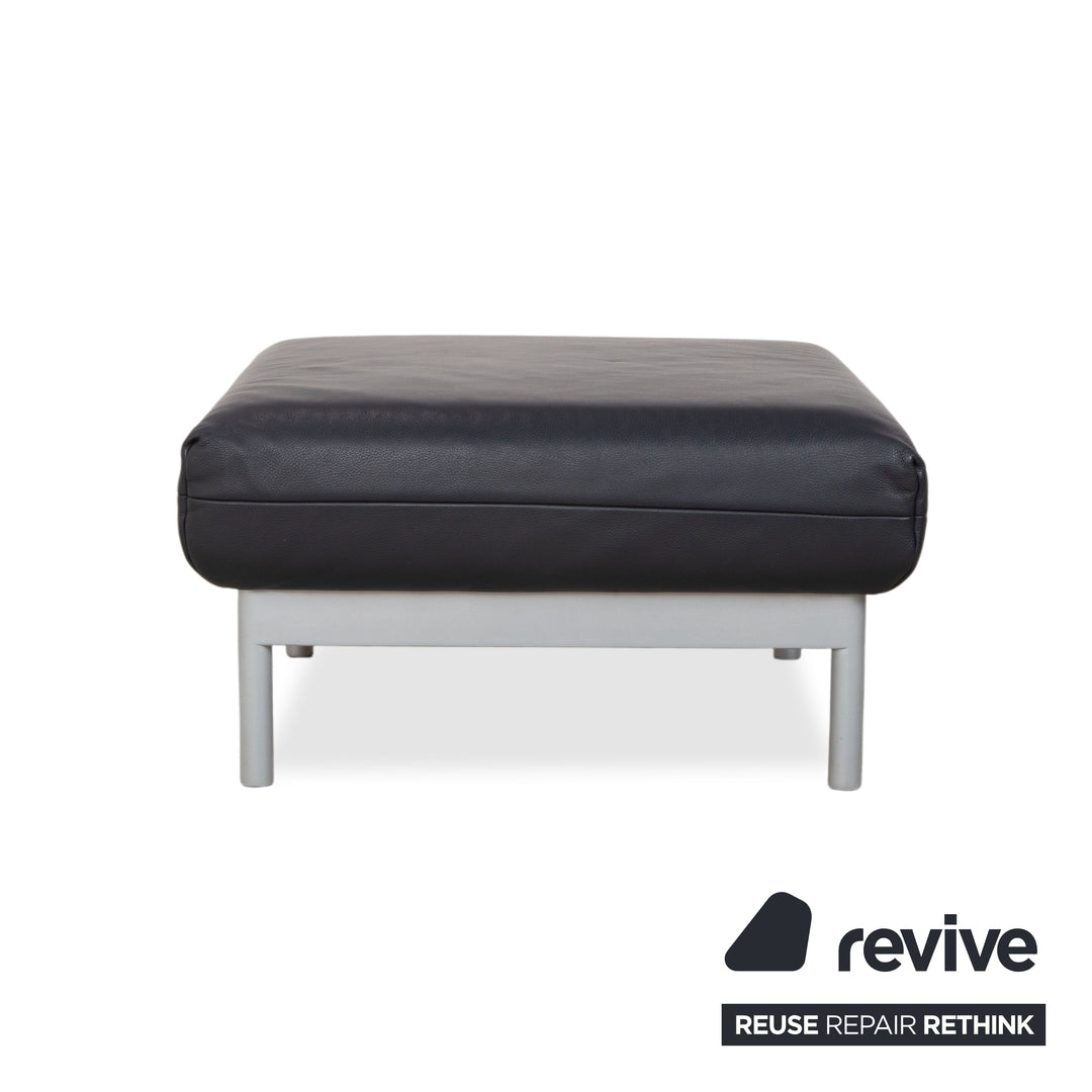 Rolf Benz Plura Leder Hocker Dunkelblau