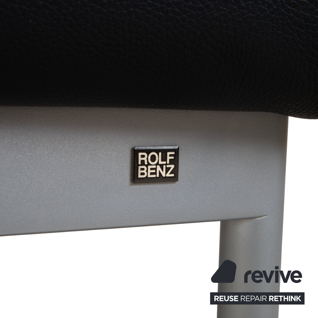 Rolf Benz Plura Leder Hocker Dunkelblau