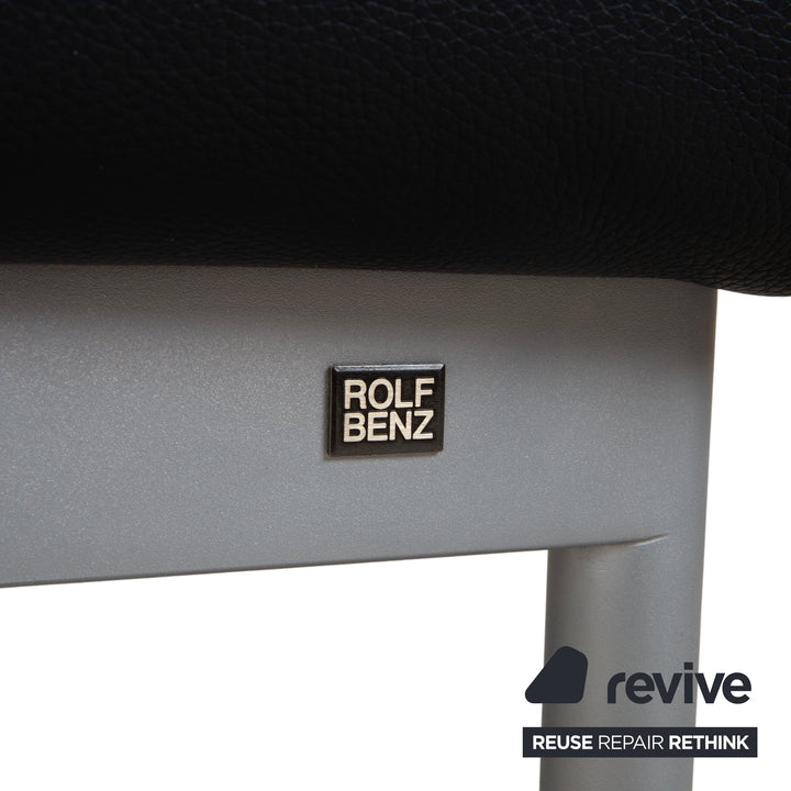 Rolf Benz Plura Leder Hocker Dunkelblau