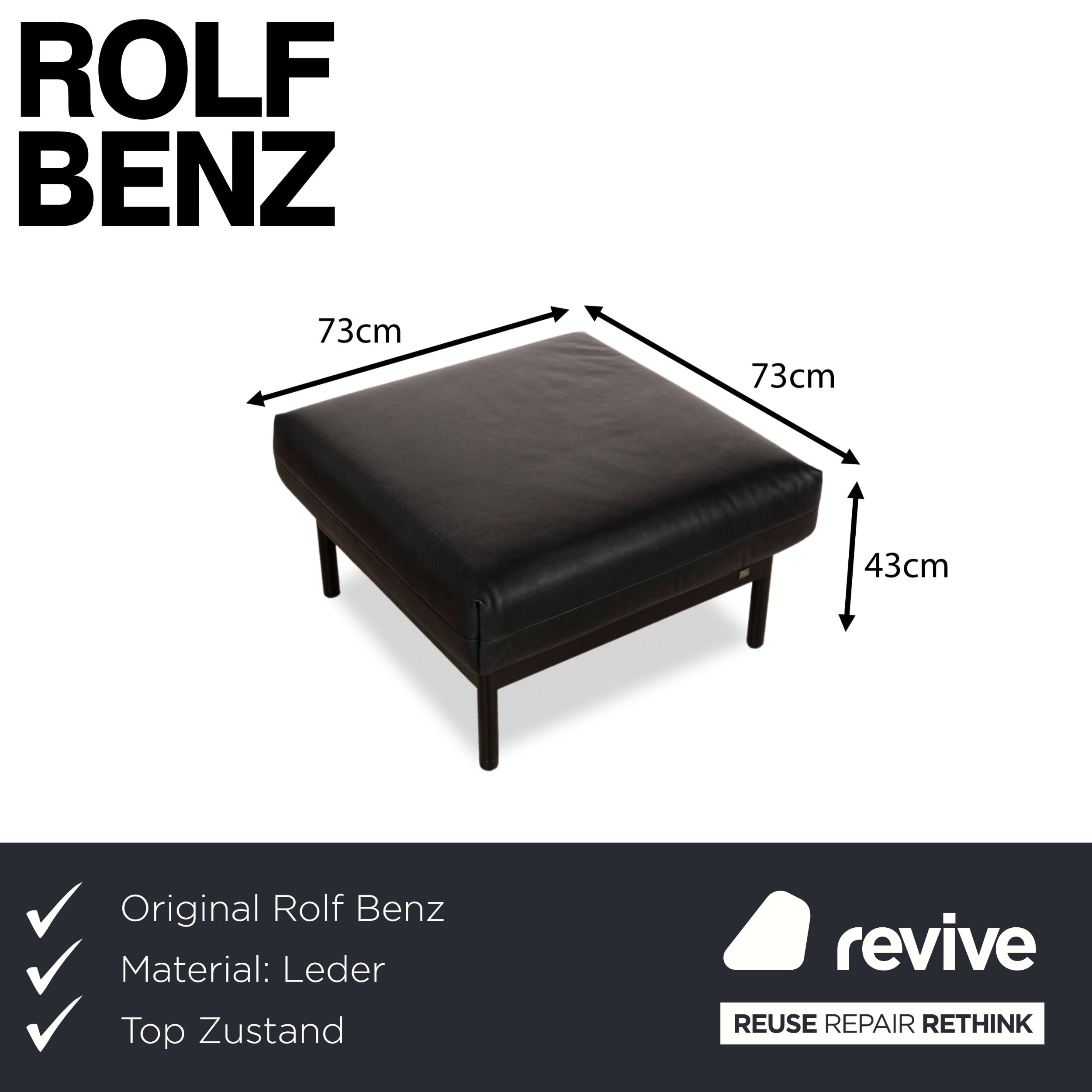 Rolf Benz Plura Leather Stool Black