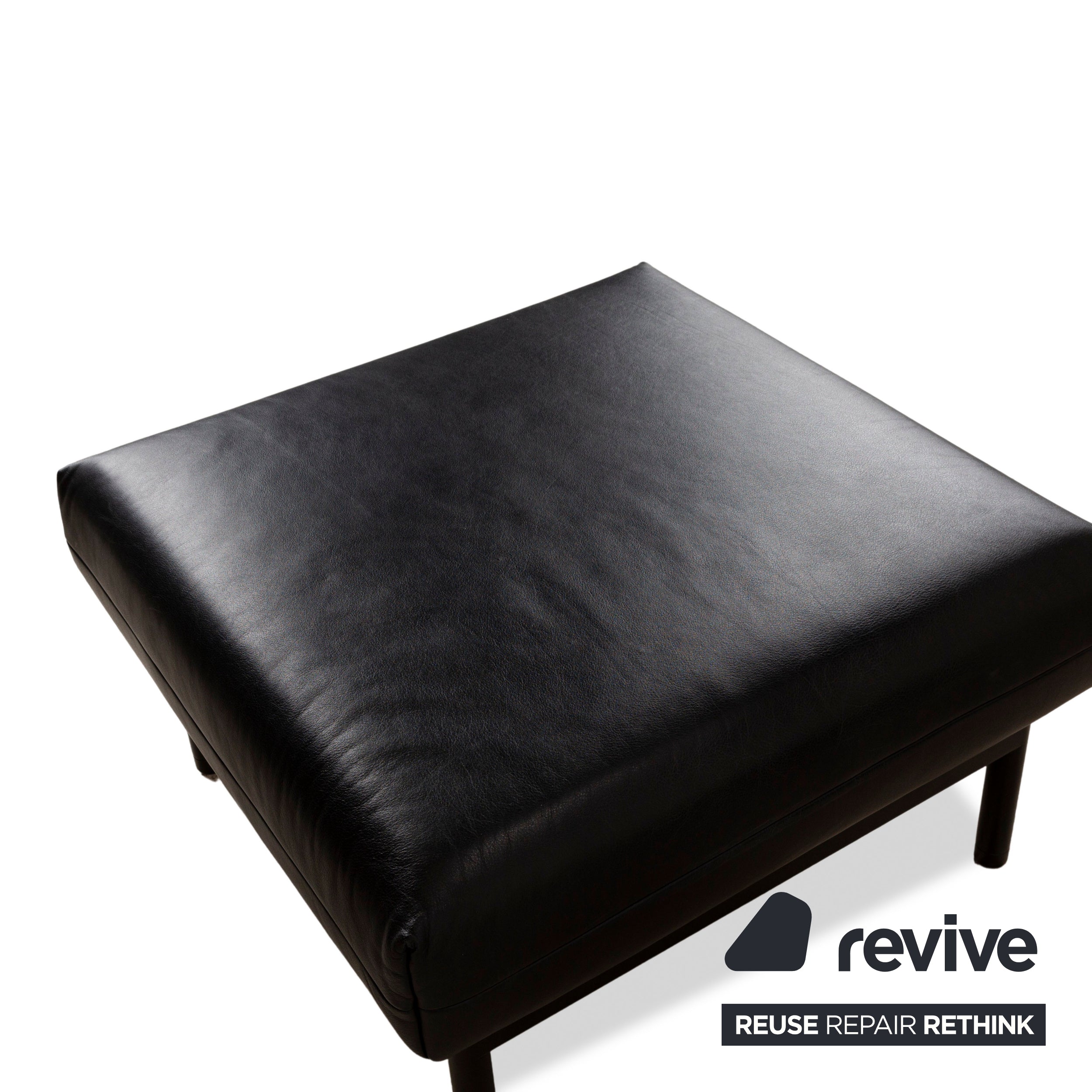 Rolf Benz Plura Leather Stool Black