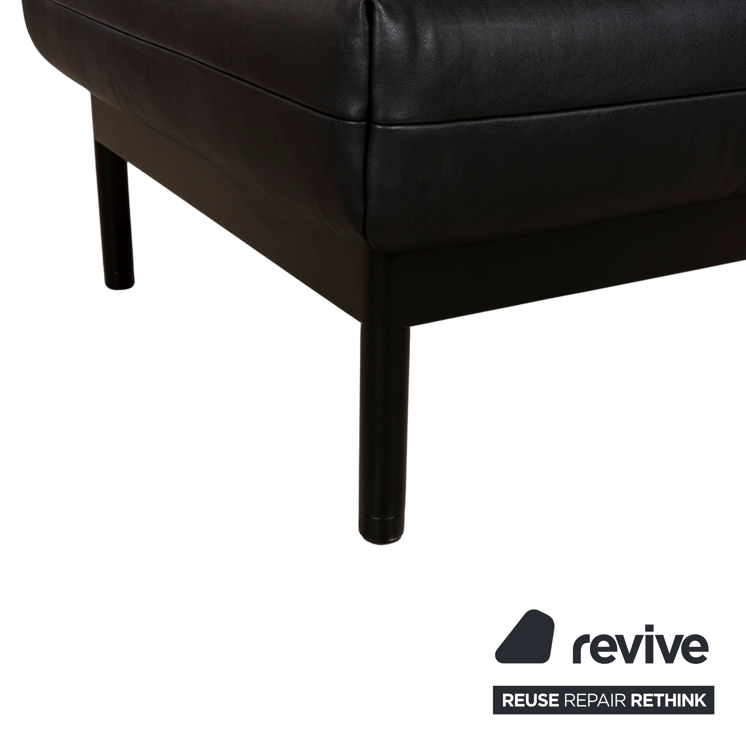 Rolf Benz Plura Leather Stool Black