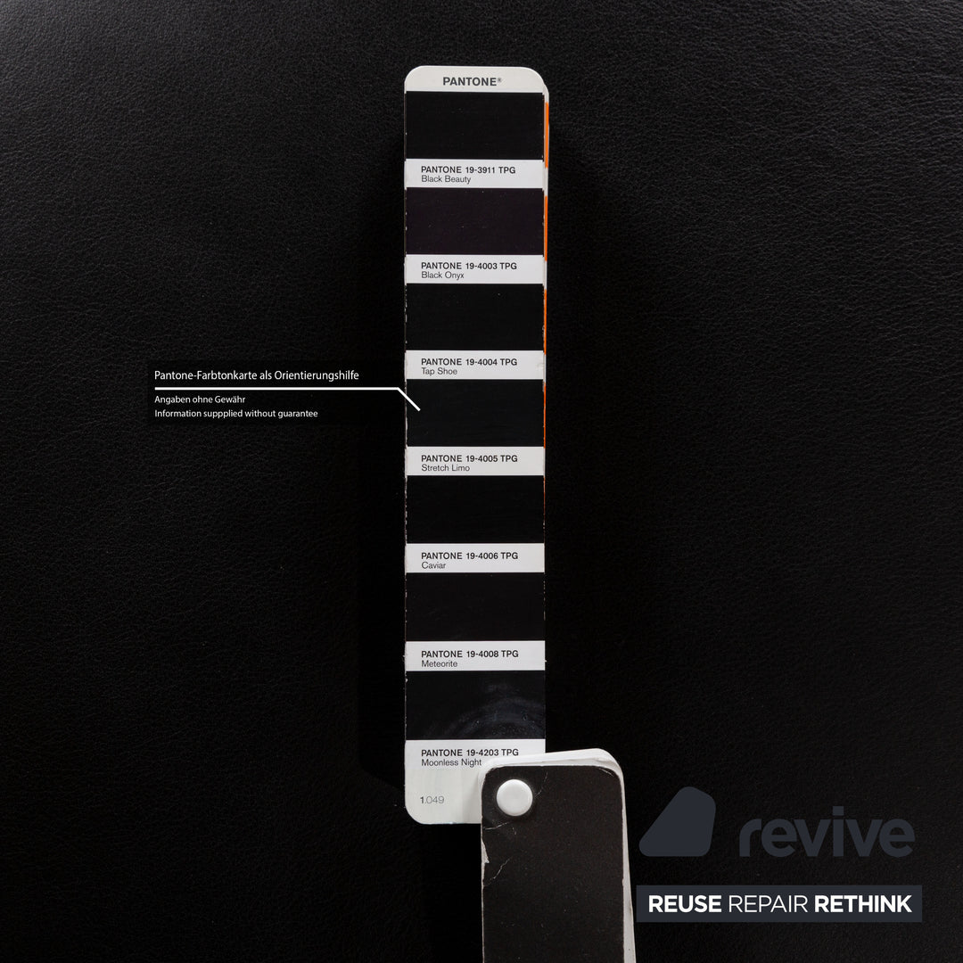 Rolf Benz Plura Leather Sofa Set Three-Seater Black Manual Function Stool Couch