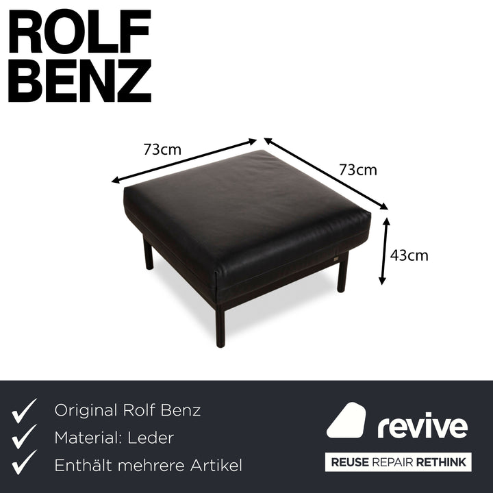 Rolf Benz Plura Leather Sofa Set Three-Seater Black Manual Function Stool Couch