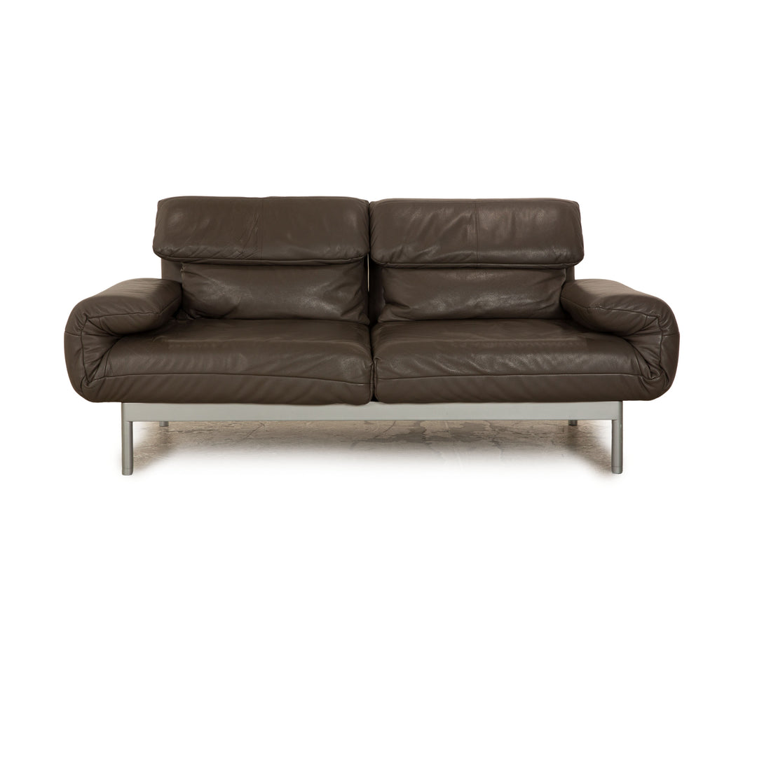 Rolf Benz Plura Leather Sofa Gray Taupe Two Seater Manual Function Relax Function