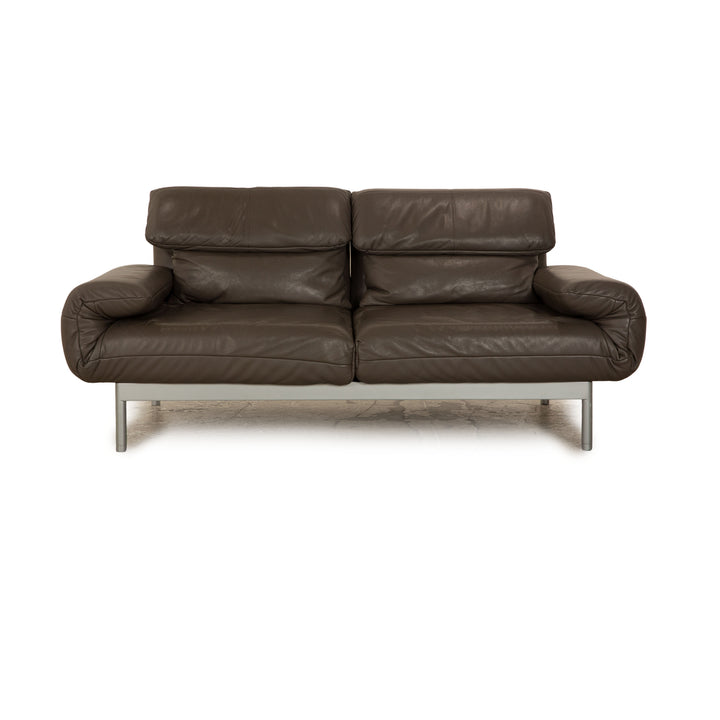 Rolf Benz Plura Leather Sofa Gray Taupe Two Seater Manual Function Relax Function