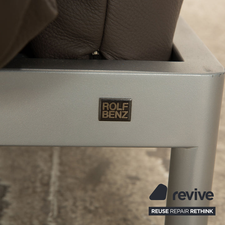 Rolf Benz Plura Leather Sofa Gray Taupe Two Seater Manual Function Relax Function