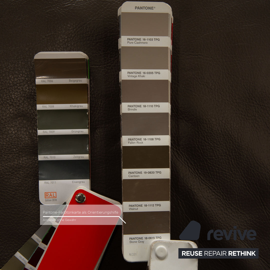 Rolf Benz Plura Leather Sofa Gray Taupe Two Seater Manual Function Relax Function