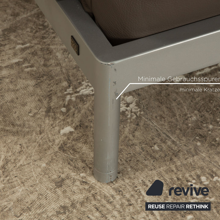 Rolf Benz Plura Leather Sofa Gray Taupe Two Seater Manual Function Relax Function