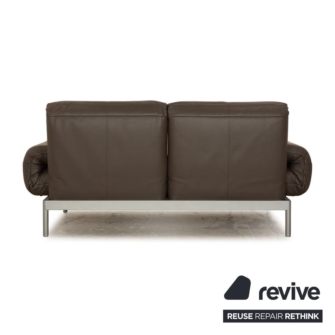 Rolf Benz Plura Leather Sofa Gray Taupe Two Seater Manual Function Relax Function