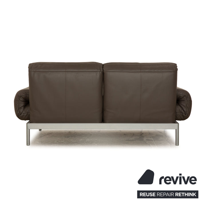 Rolf Benz Plura Leather Sofa Gray Taupe Two Seater Manual Function Relax Function
