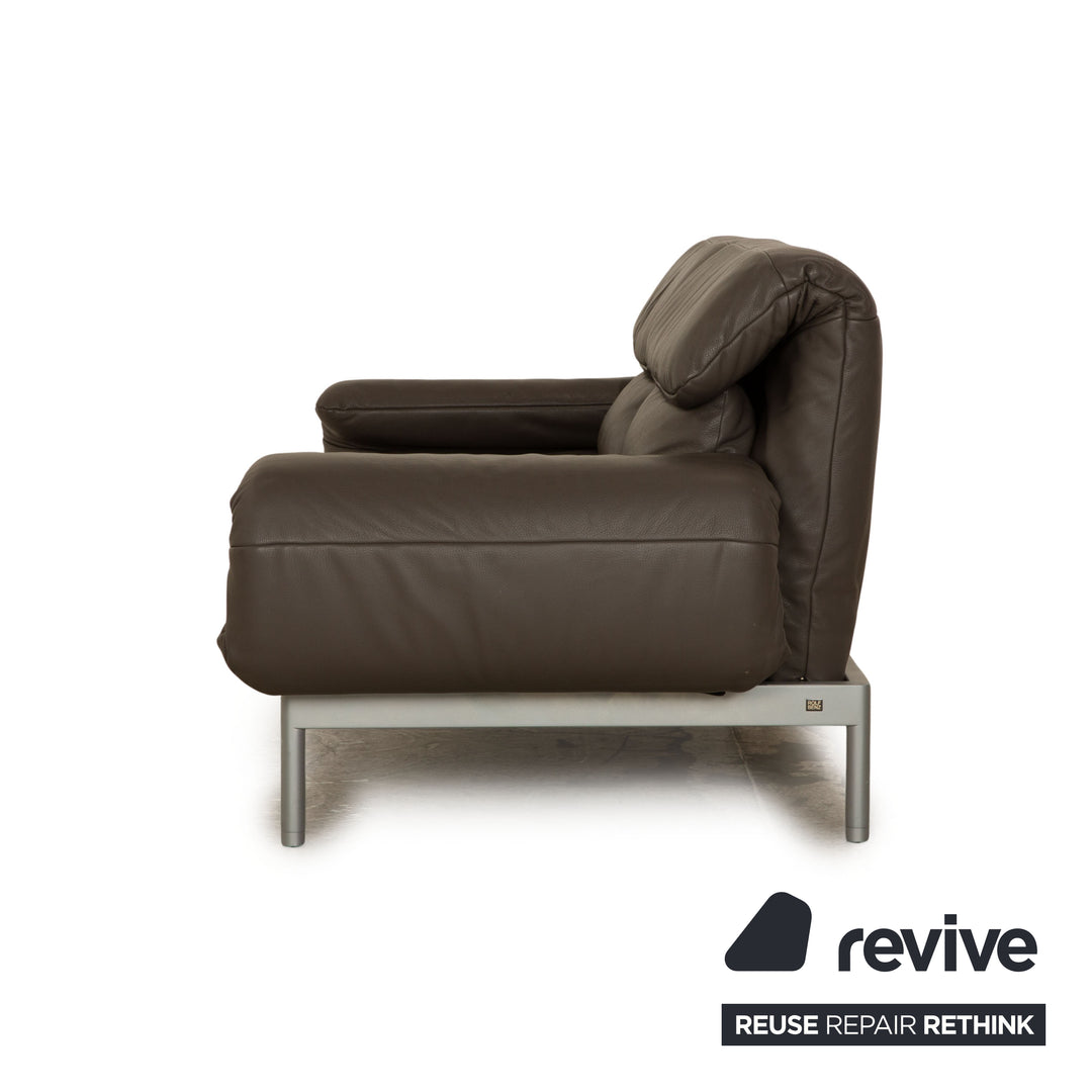 Rolf Benz Plura Leather Sofa Gray Taupe Two Seater Manual Function Relax Function