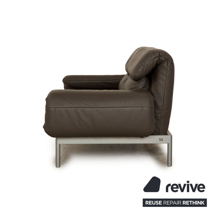 Rolf Benz Plura Leather Sofa Gray Taupe Two Seater Manual Function Relax Function