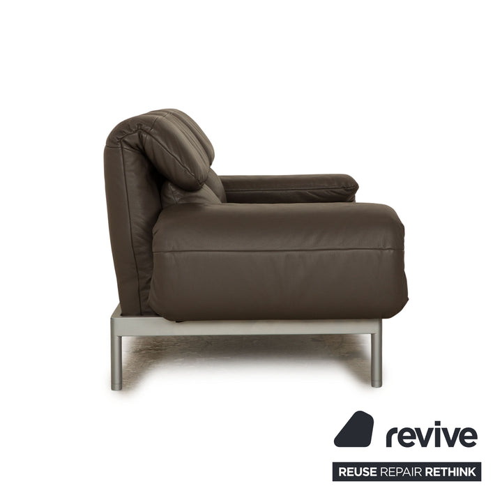 Rolf Benz Plura Leather Sofa Gray Taupe Two Seater Manual Function Relax Function