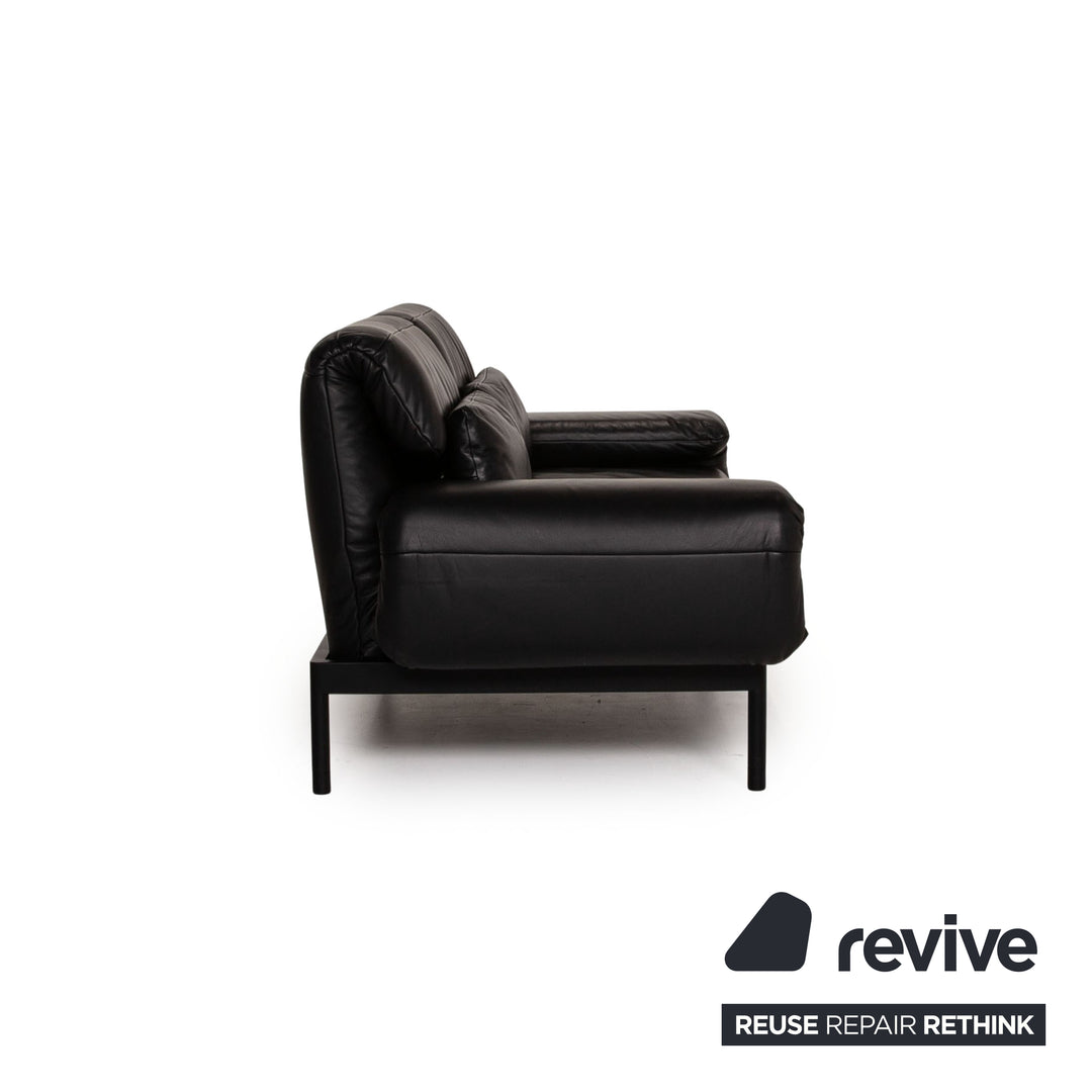 Rolf Benz Plura leather sofa black two-seater couch function relax function