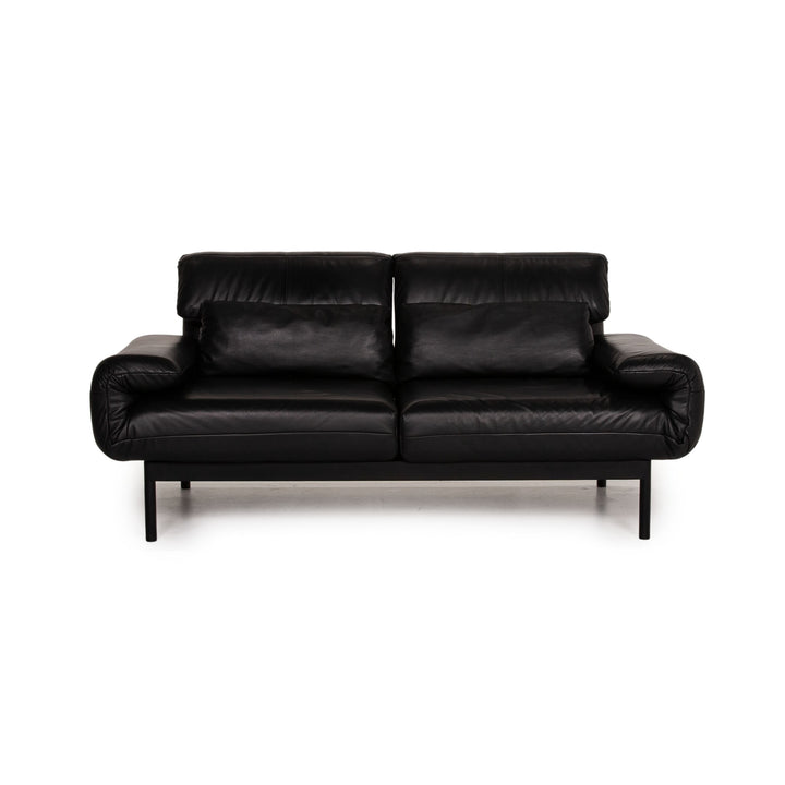 Rolf Benz Plura leather sofa black two-seater couch function relax function