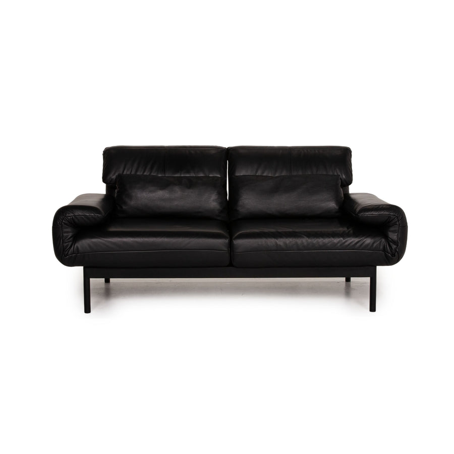 Rolf Benz Plura leather sofa black two-seater couch function relax function