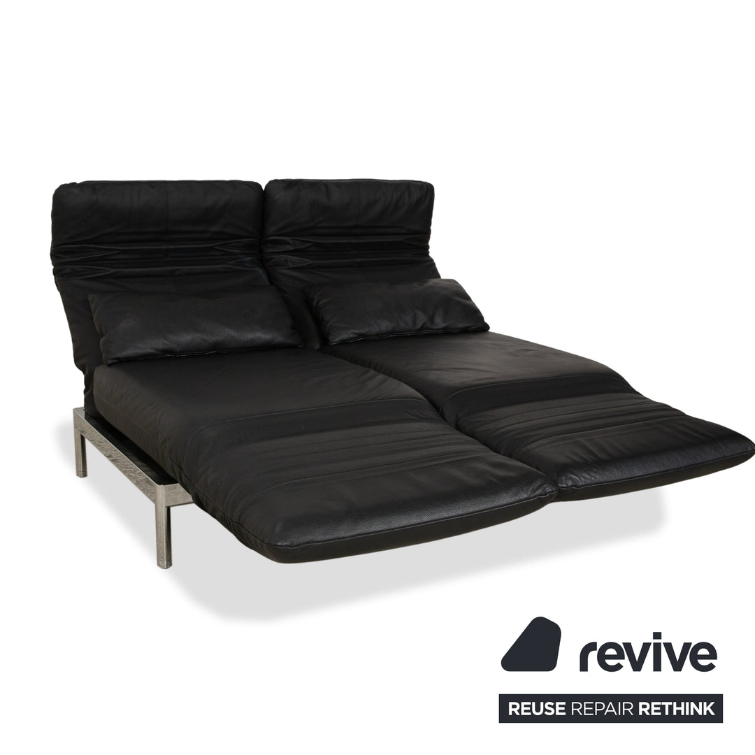 Rolf Benz Plura Leder Sofa Schwarz Zweisitzer Couch Funktion Relaxfunktion