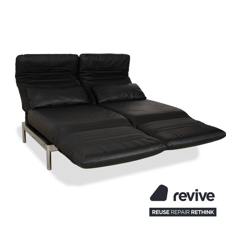 Rolf Benz Plura Leder Sofa Schwarz Zweisitzer Couch Funktion Relaxfunktion