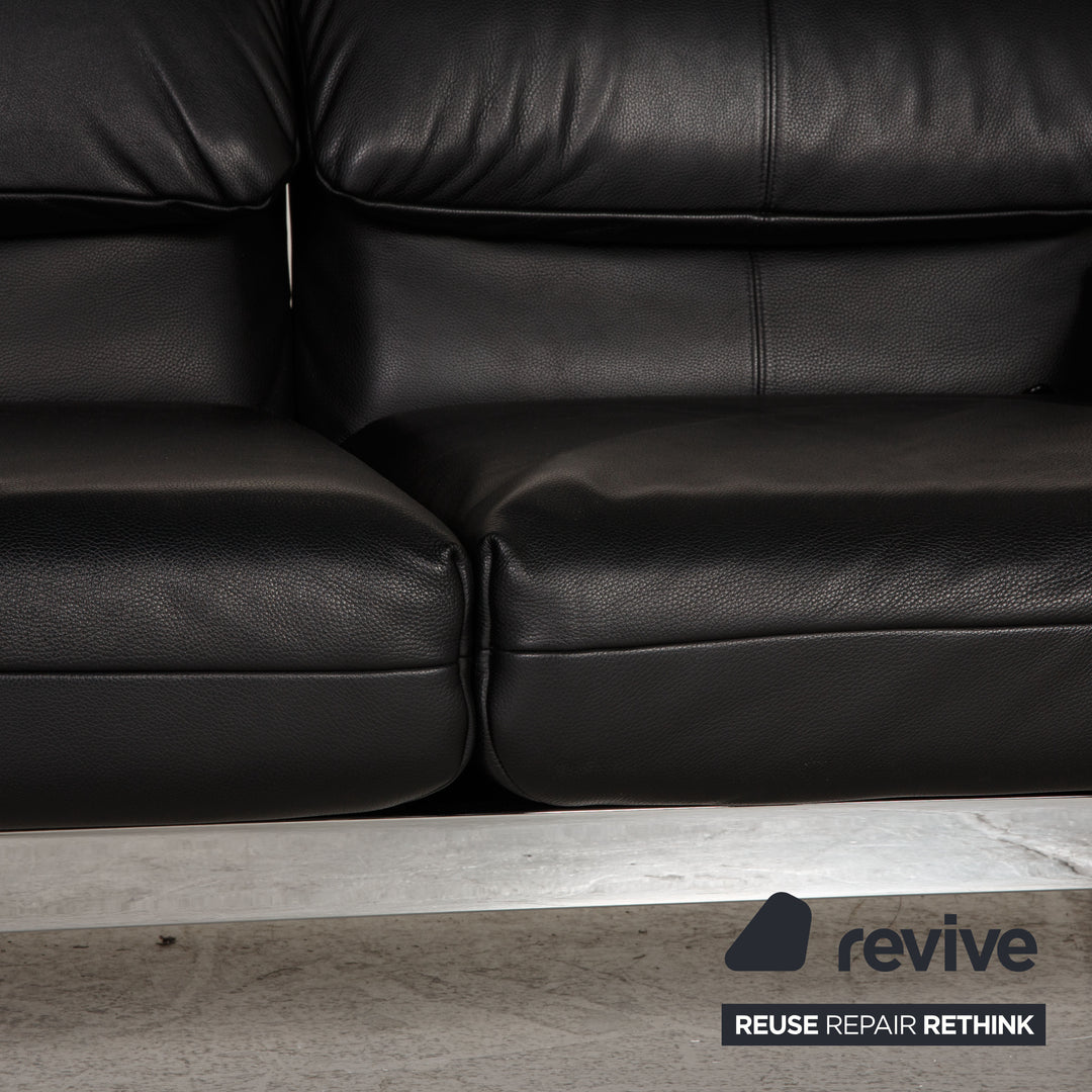 Rolf Benz Plura leather sofa black two-seater couch function relaxation function