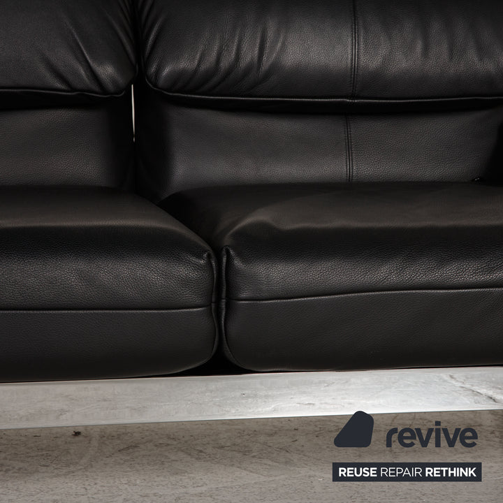 Rolf Benz Plura Canapé en cuir noir 2 places Fonction de relaxation Fonction de relaxation