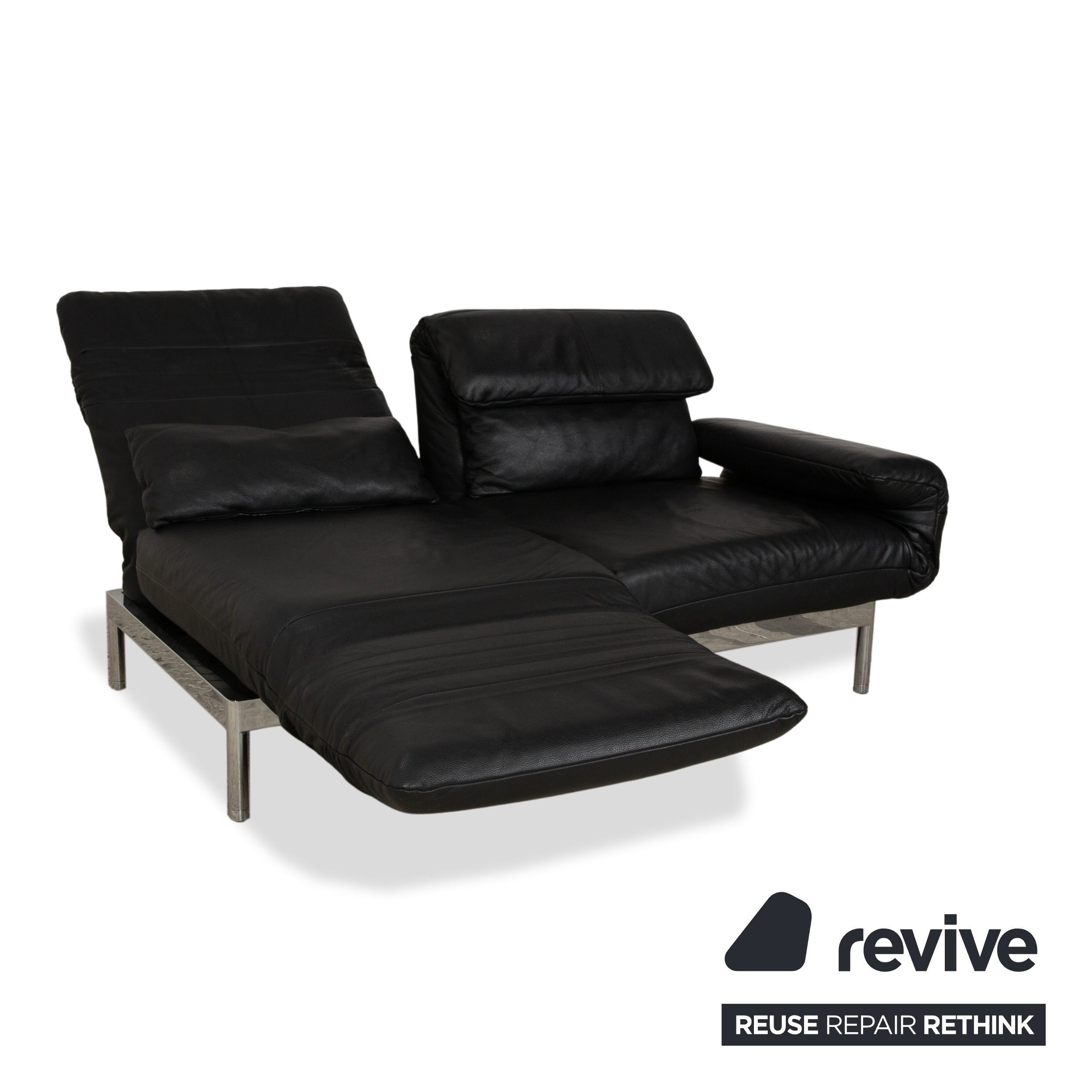 Rolf Benz Plura Leder Sofa Schwarz Zweisitzer Couch Funktion Relaxfunktion