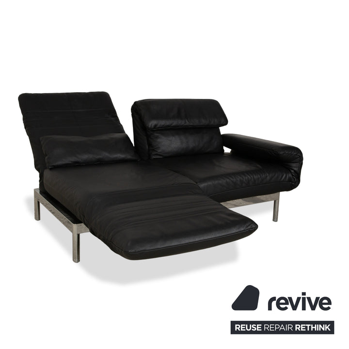 Rolf Benz Plura Leder Sofa Schwarz Zweisitzer Couch Funktion Relaxfunktion