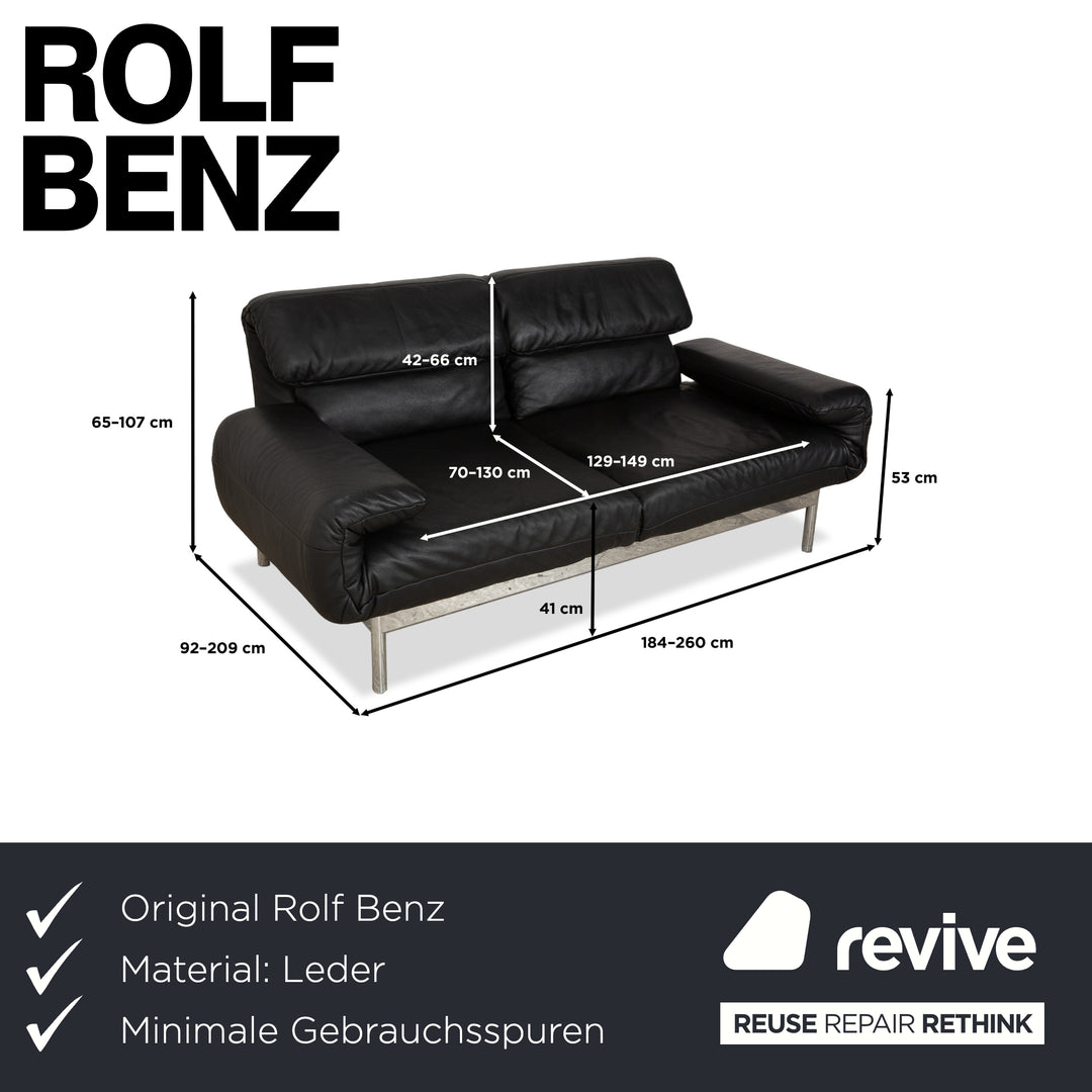 Rolf Benz Plura Leder Sofa Schwarz Zweisitzer Couch Funktion Relaxfunktion