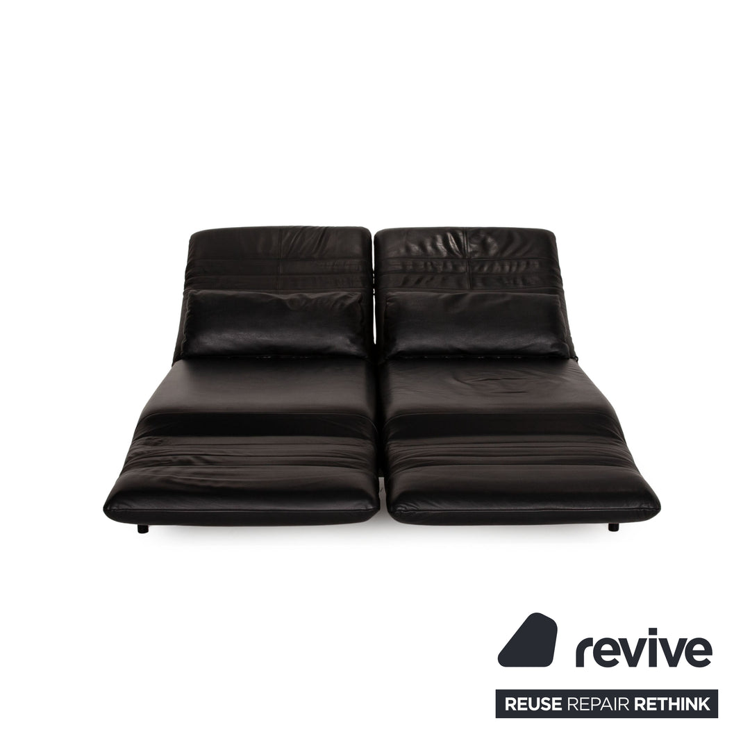 Rolf Benz Plura leather sofa black two-seater couch function relax function