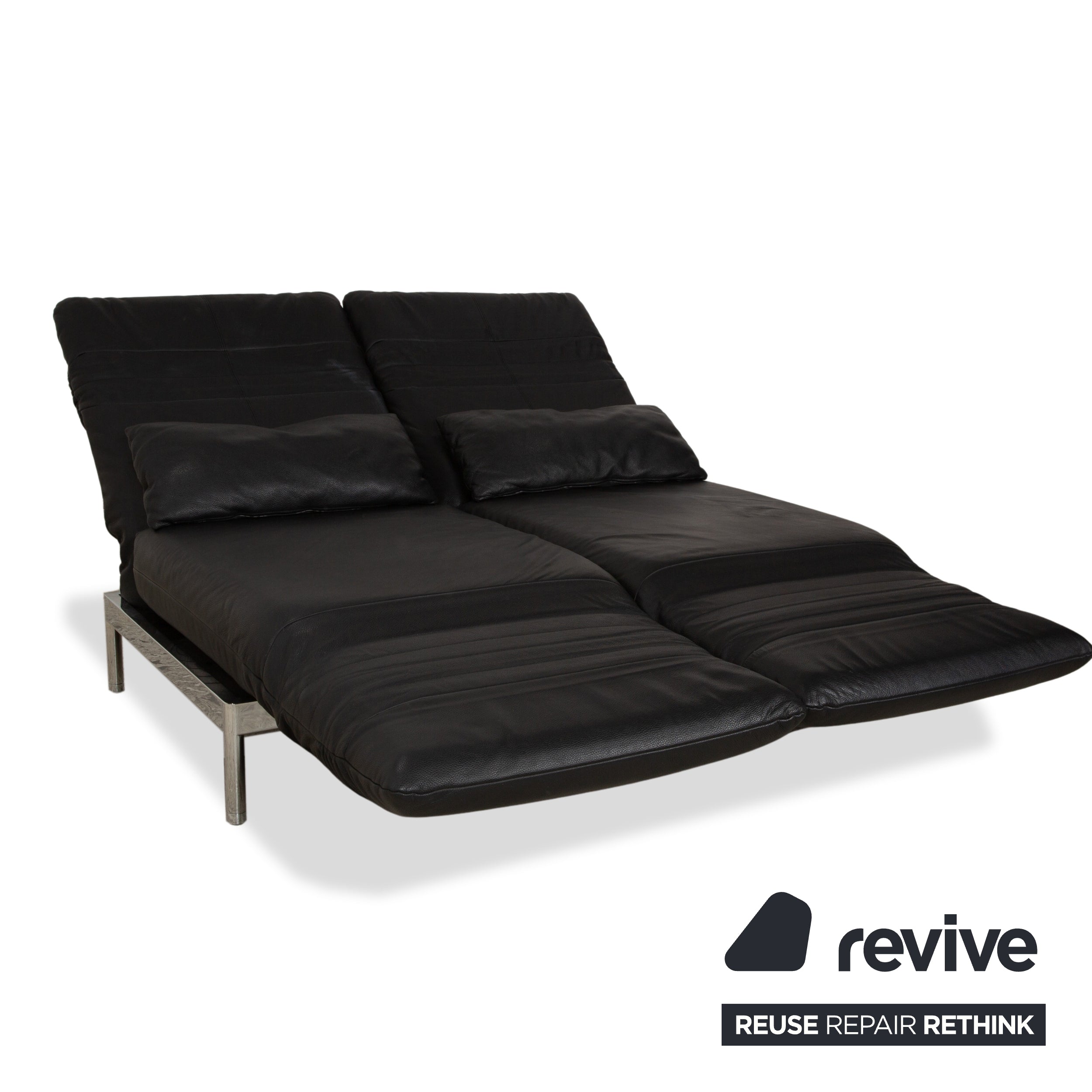 Rolf Benz Plura Leder Sofa Schwarz Zweisitzer Couch Funktion Relaxfunktion