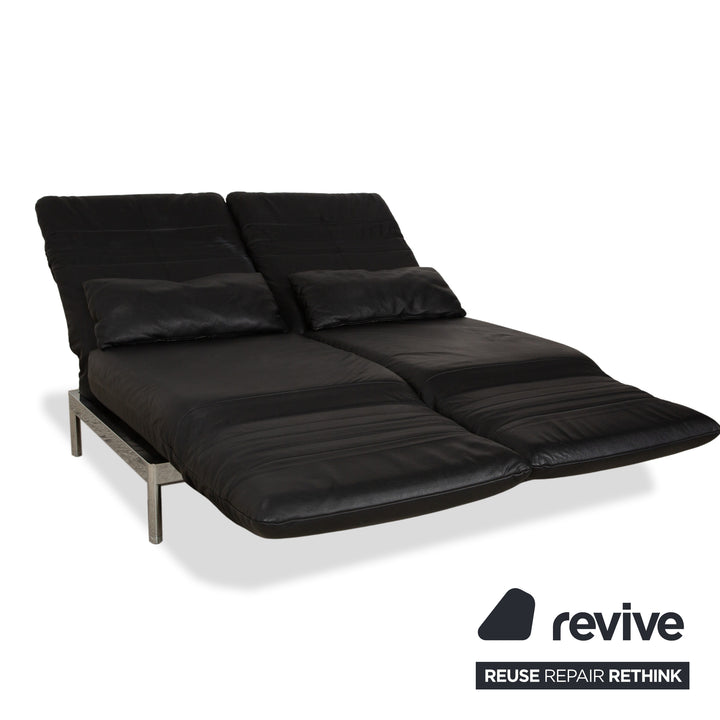 Rolf Benz Plura Leder Sofa Schwarz Zweisitzer Couch Funktion Relaxfunktion
