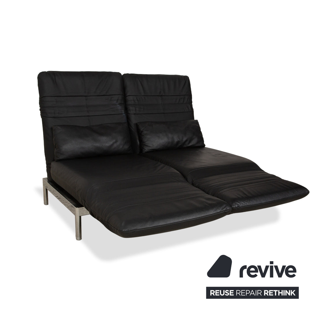 Rolf Benz Plura Leder Sofa Schwarz Zweisitzer Couch Funktion Relaxfunktion