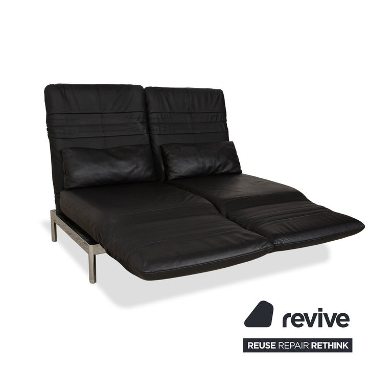 Rolf Benz Plura Leder Sofa Schwarz Zweisitzer Couch Funktion Relaxfunktion