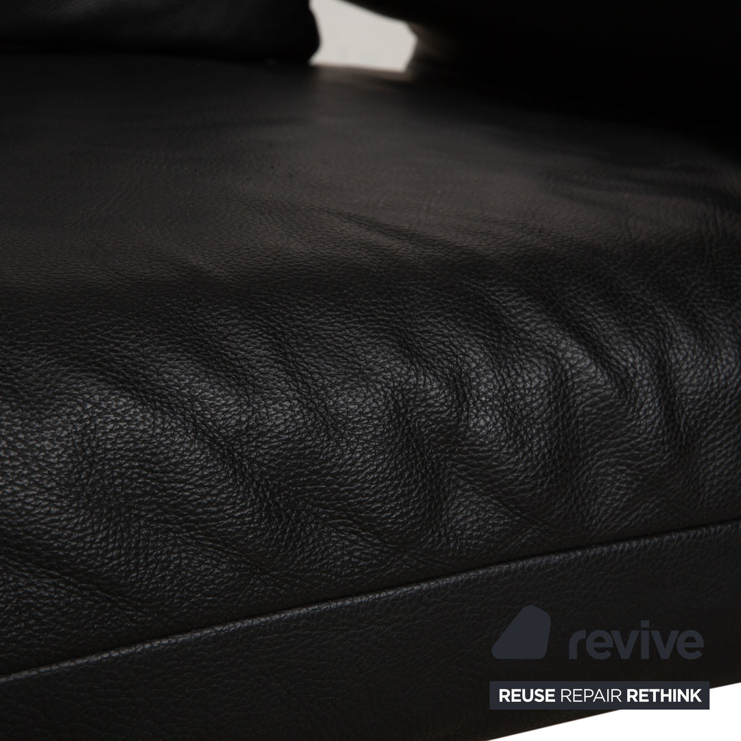 Rolf Benz Plura Leder Sofa Schwarz Zweisitzer Couch Funktion Relaxfunktion