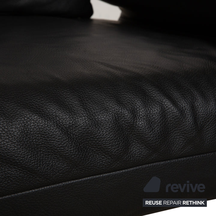 Rolf Benz Plura Leder Sofa Schwarz Zweisitzer Couch Funktion Relaxfunktion