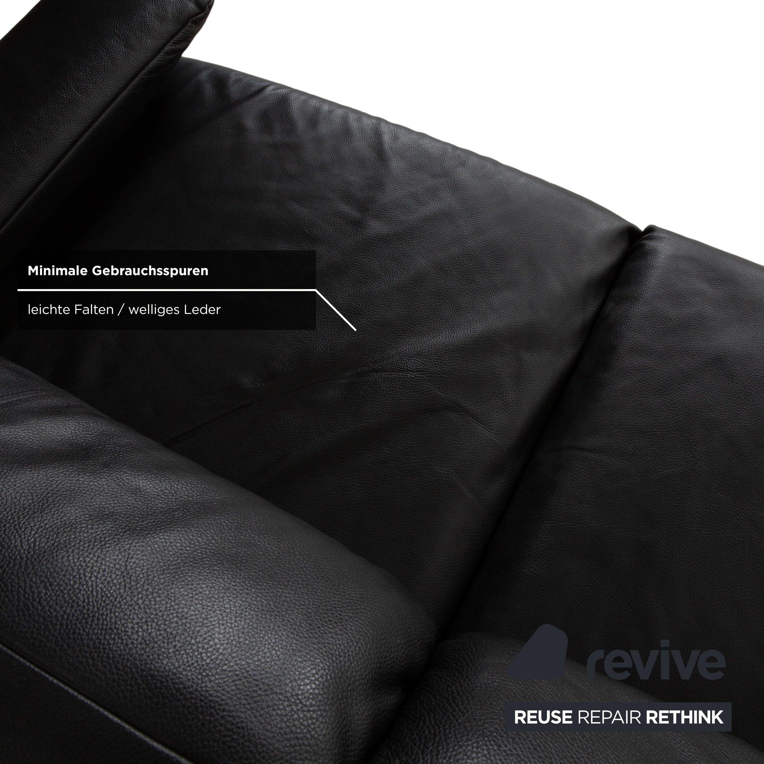 Rolf Benz Plura Leder Sofa Schwarz Zweisitzer Couch Funktion Relaxfunktion