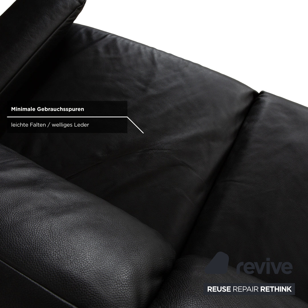 Rolf Benz Plura Leder Sofa Schwarz Zweisitzer Couch Funktion Relaxfunktion