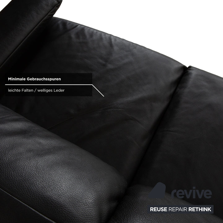 Rolf Benz Plura Leder Sofa Schwarz Zweisitzer Couch Funktion Relaxfunktion