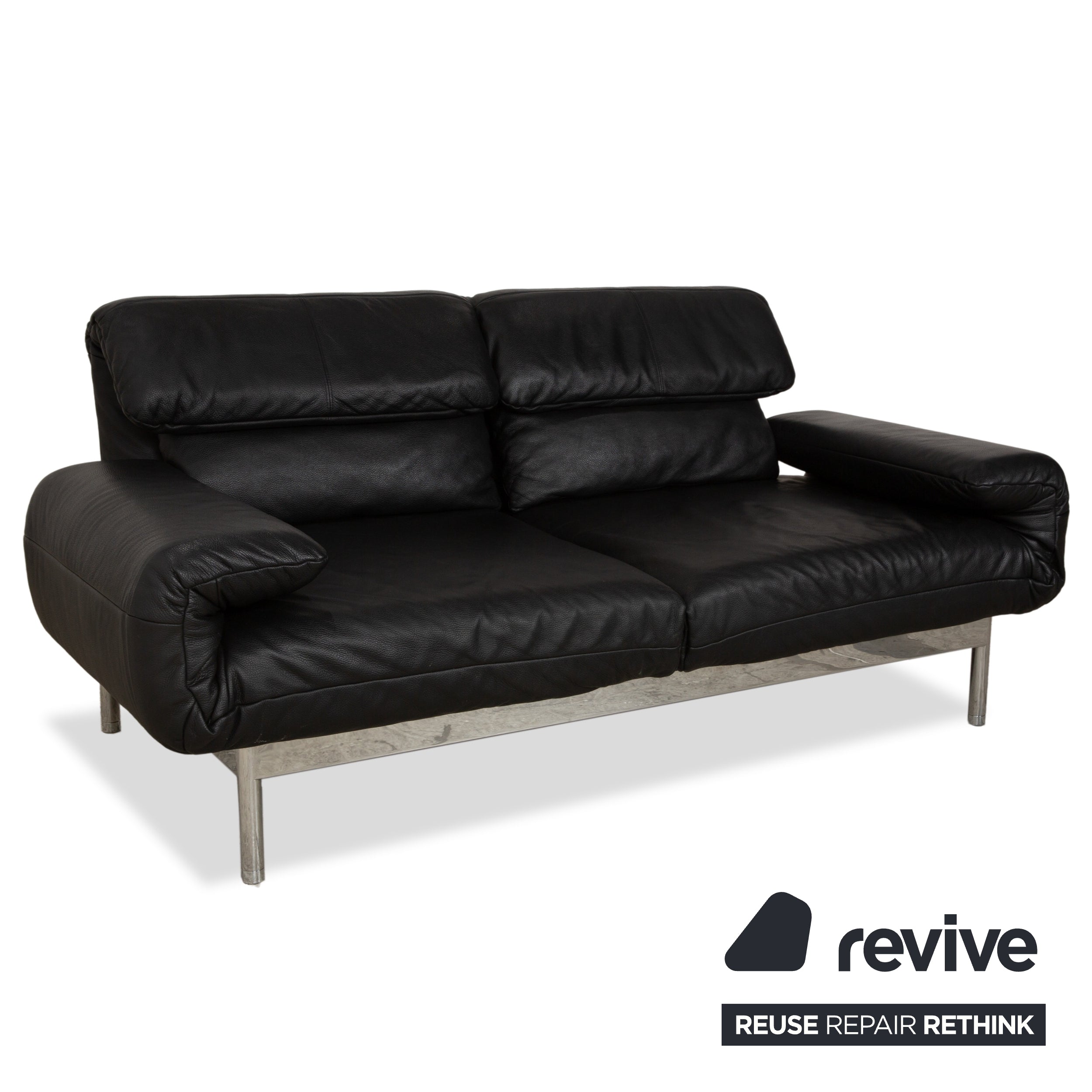 Rolf Benz Plura Leder Sofa Schwarz Zweisitzer Couch Funktion Relaxfunktion
