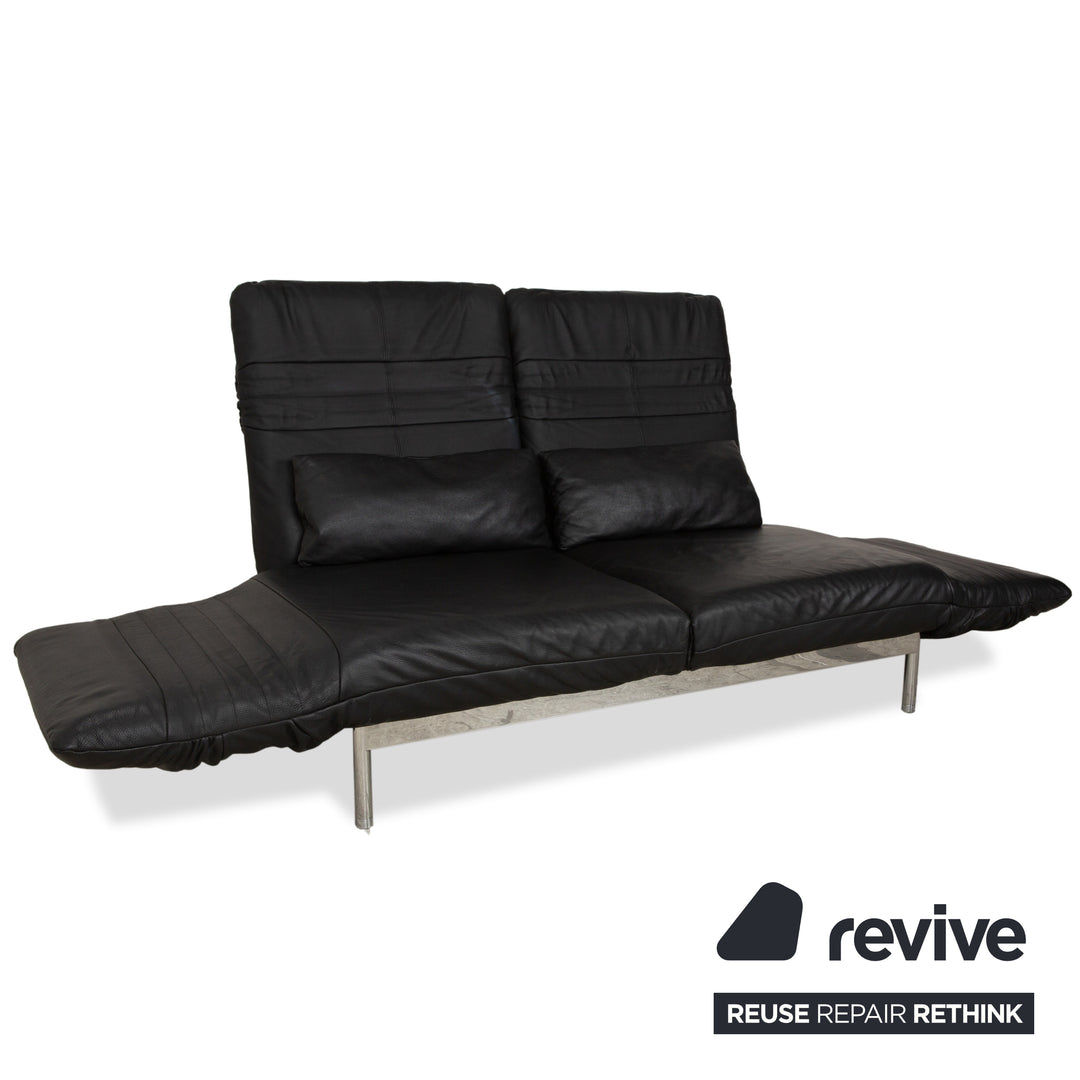 Rolf Benz Plura Leder Sofa Schwarz Zweisitzer Couch Funktion Relaxfunktion